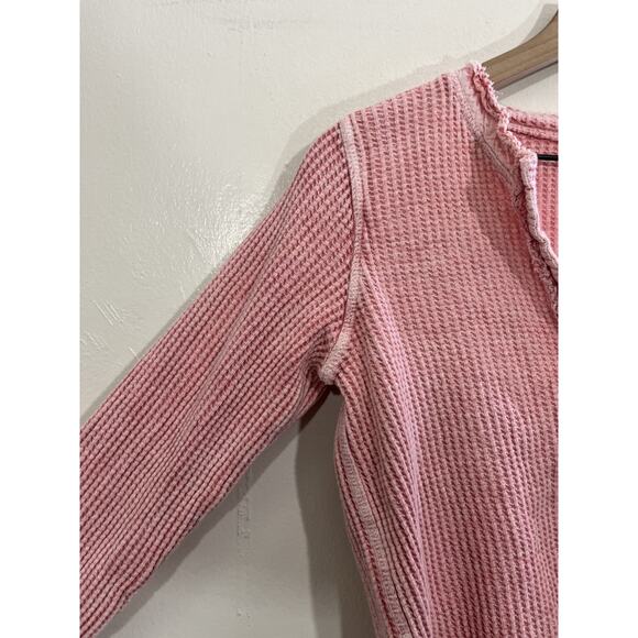 Y2K Free People FP One Colt Waffle Knit Henley S Bohemian Thermal Festival - Picture 3 of 14